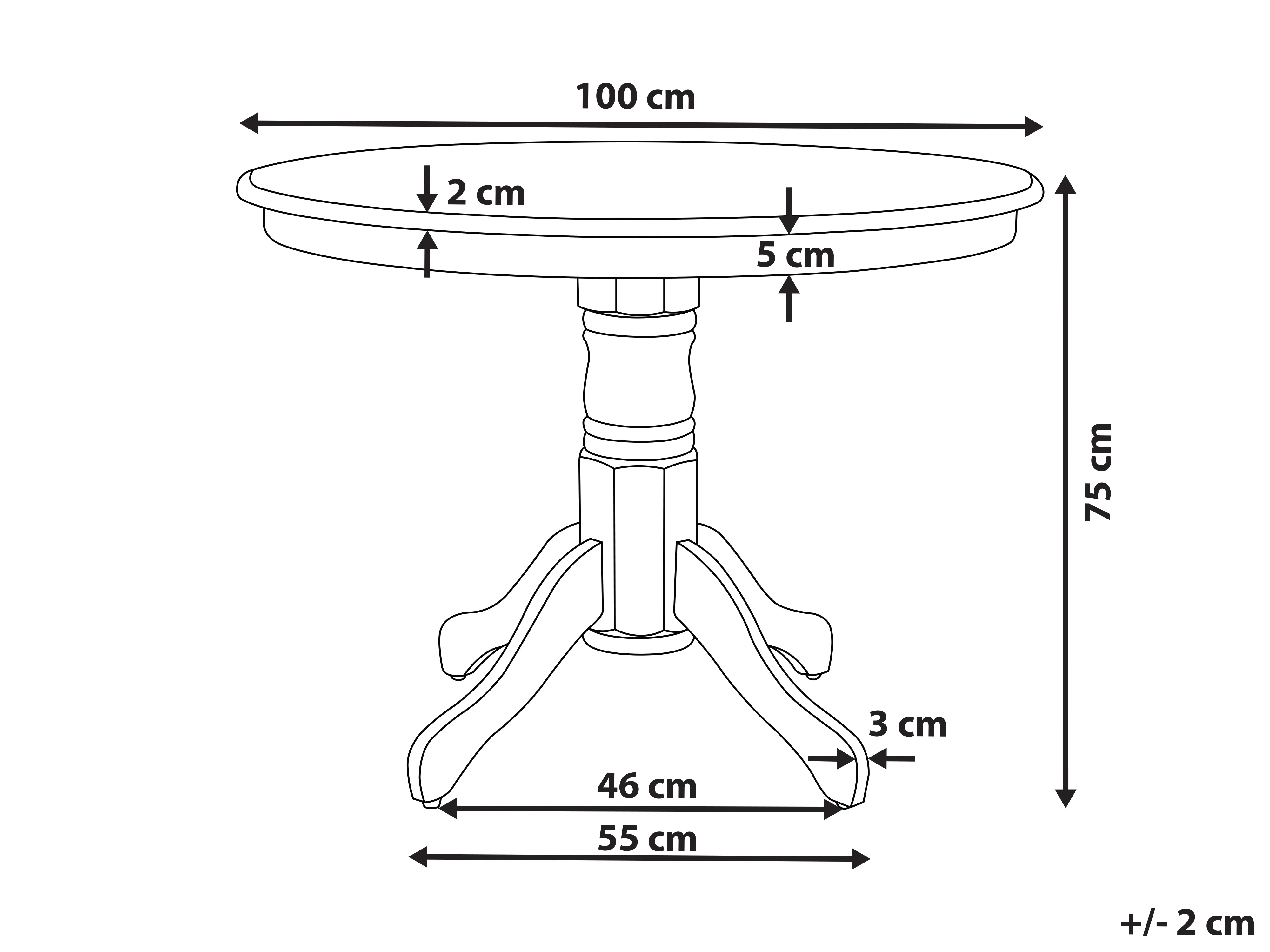 Eettafel AKRON Zwart 100 cm 100 cm
