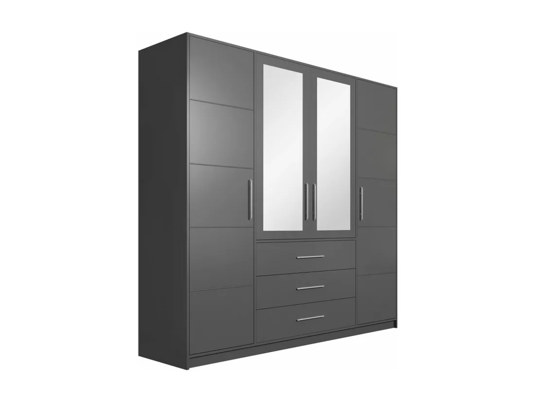 Armoire Dortivu 114, Graphite, 200x196x58cm, Portes d'armoire: Avec des charnières