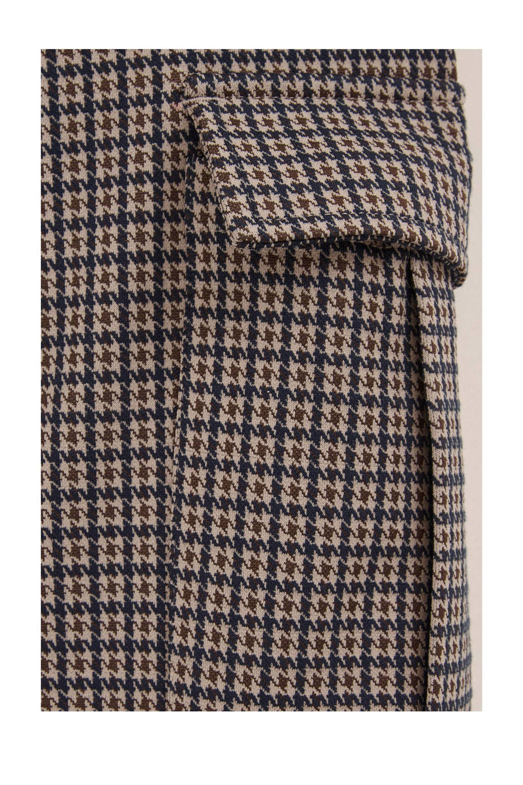 WE Fashion cargobroek met pied-de-poule beige/bruin/donkerblauw