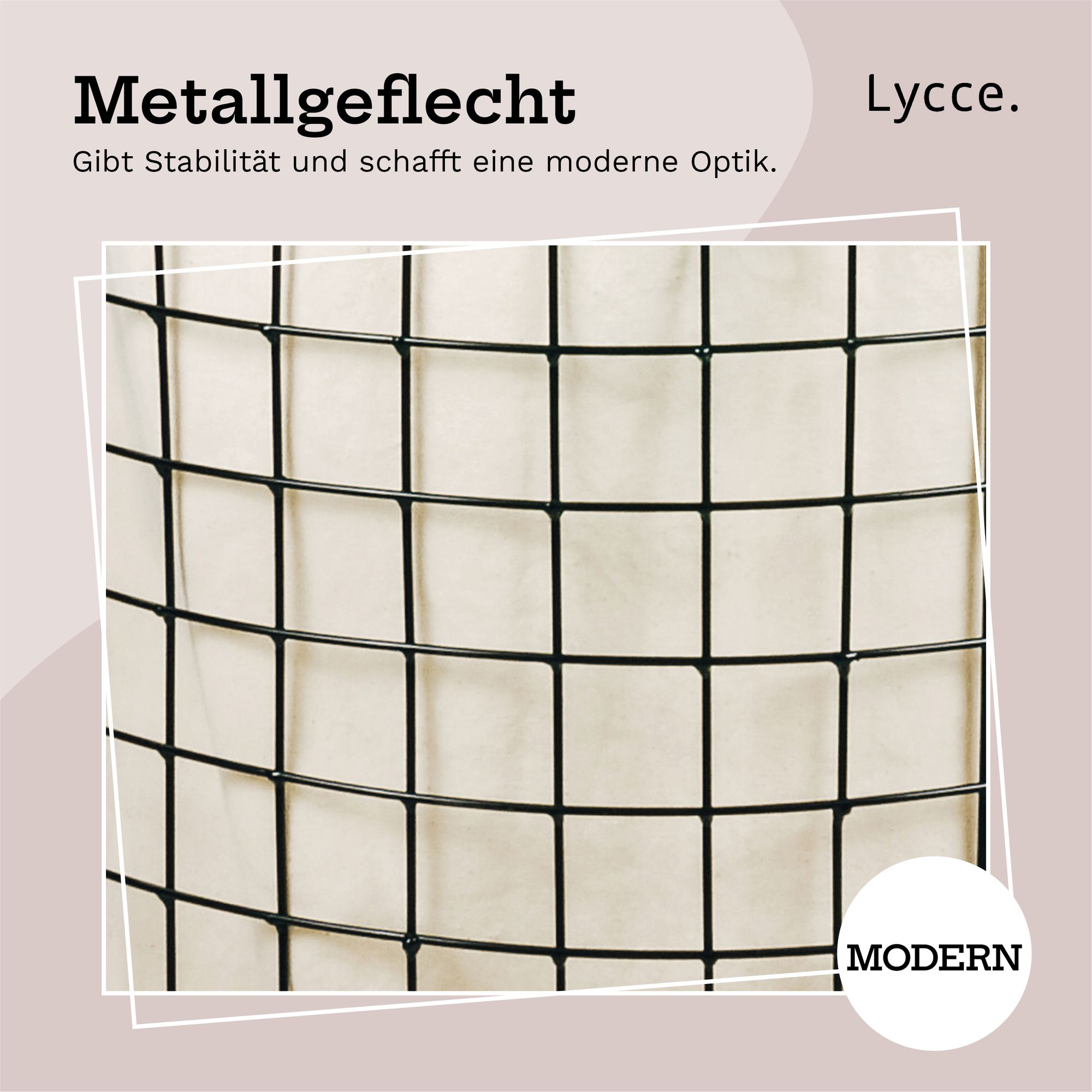 Lycce Wäschekorb aus Metall geflochten, 75L rund, Wäschesammler