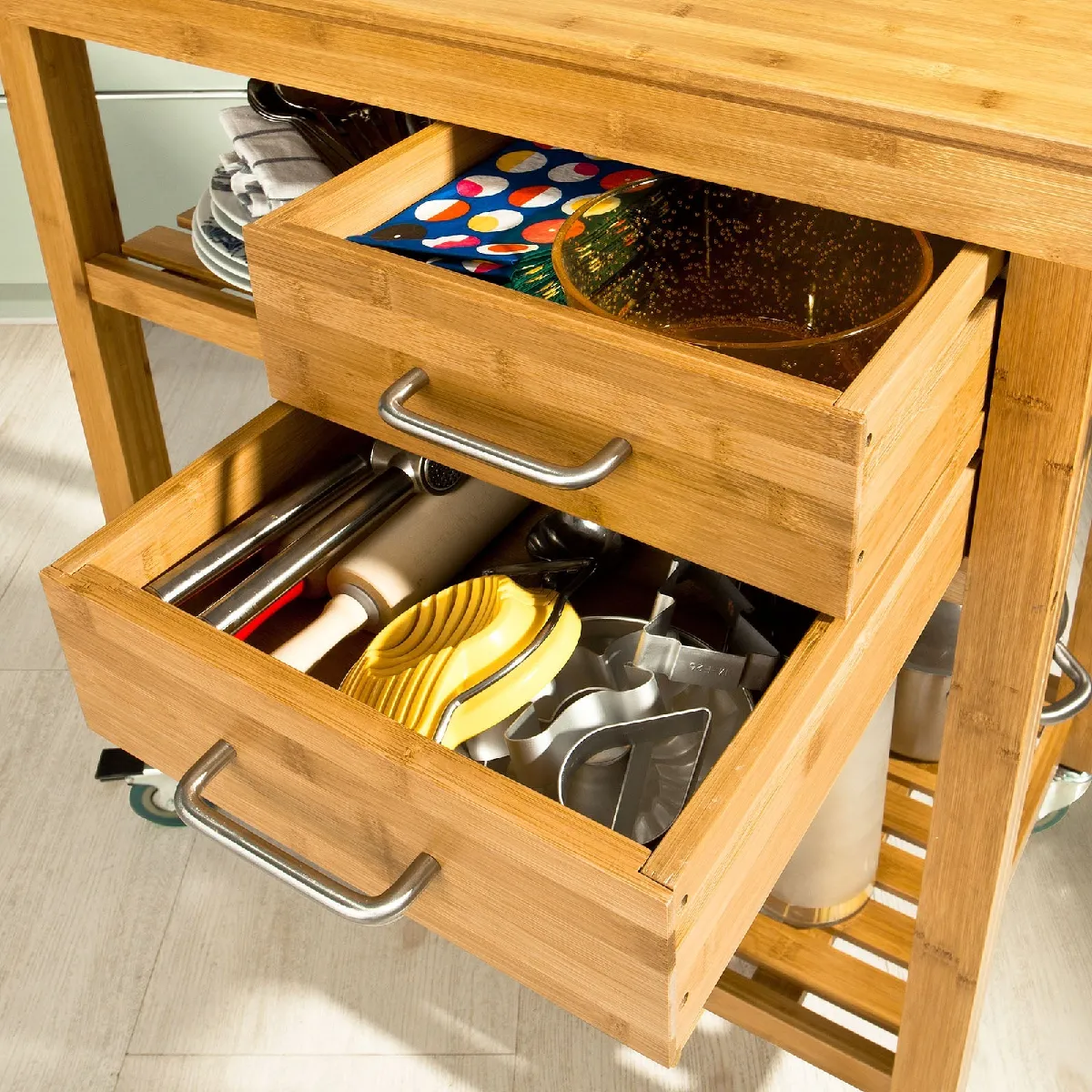 SoBuy FKW26-N Chariot de Cuisine - Bambou