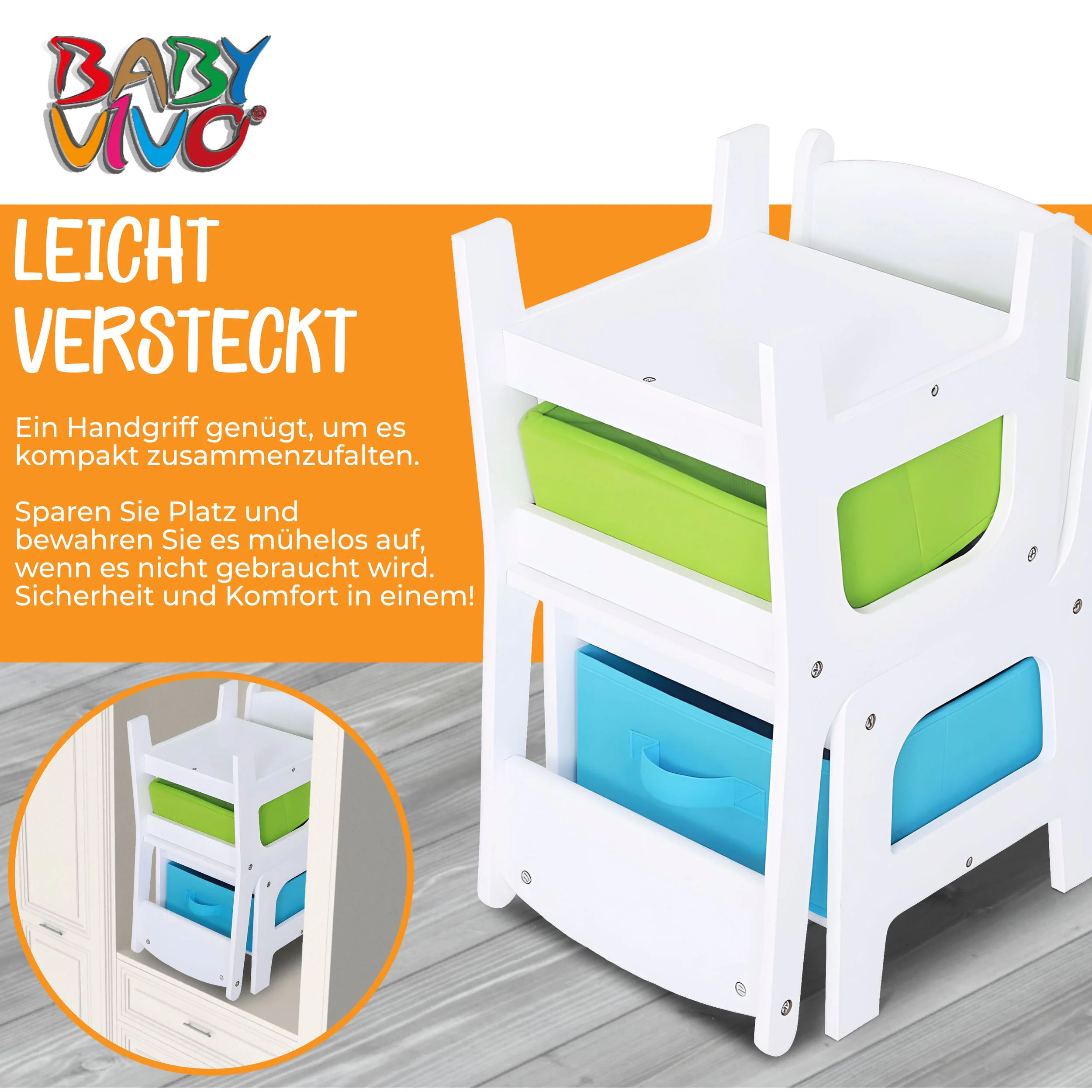 Baby Vivo Kindersitzgruppe mit multifunktionalem Tisch und 2 Stühlen aus Holz - Max