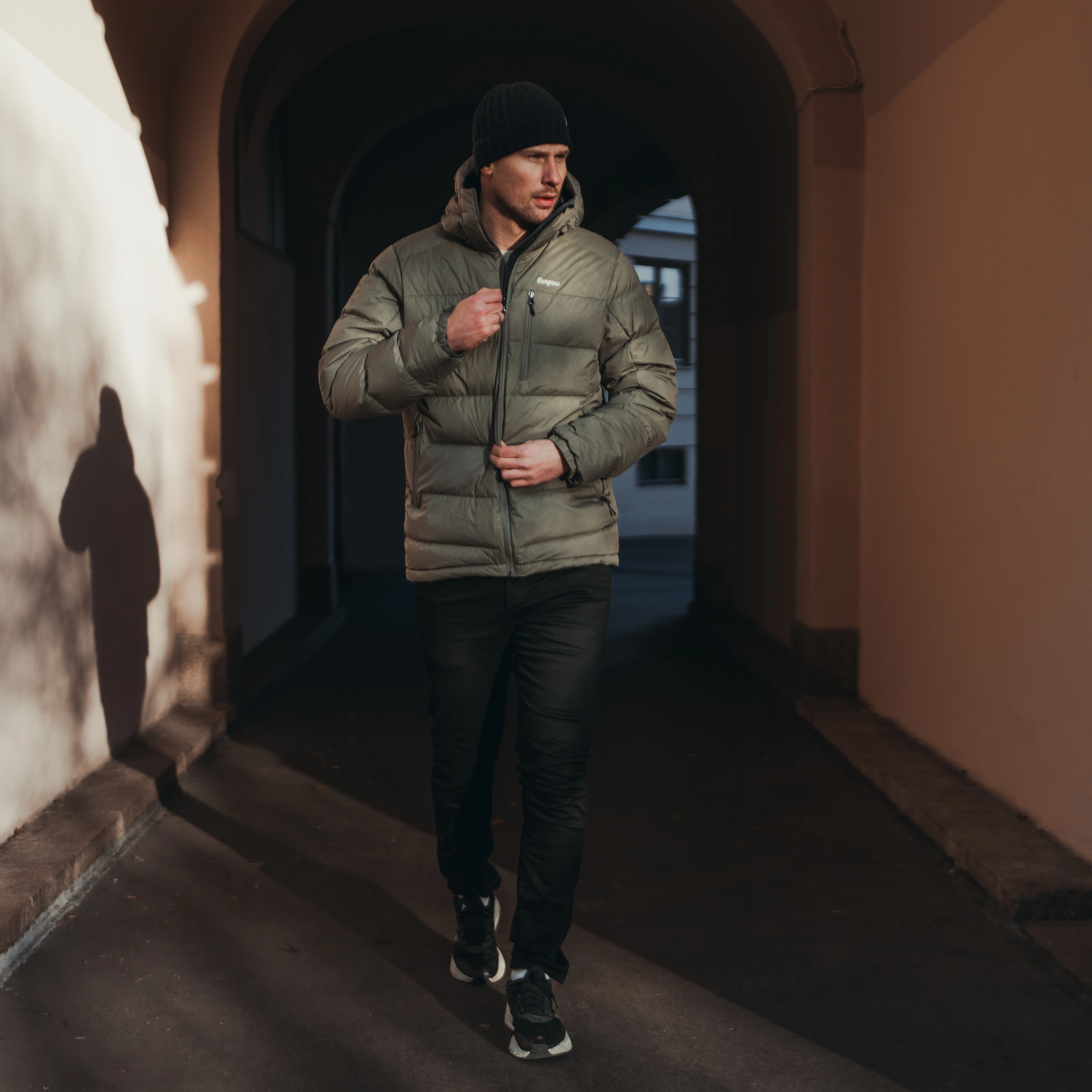 Warm Down Jacket Men Green Mud