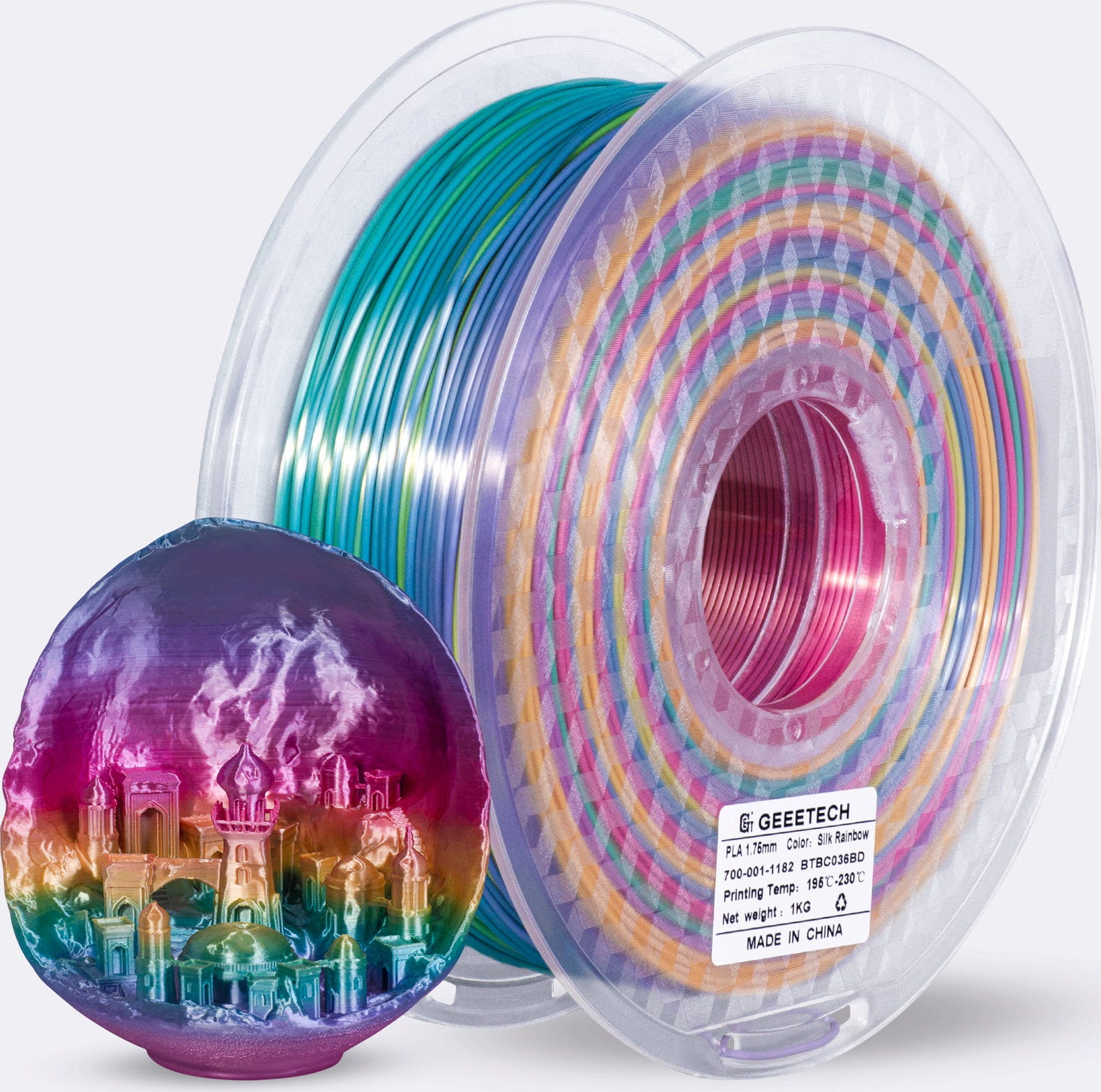 GEEETECH  PLA Silk Rainbow, 1,75 mm / 1000 g    Einfach zu verarbeitendes Seidenfilament