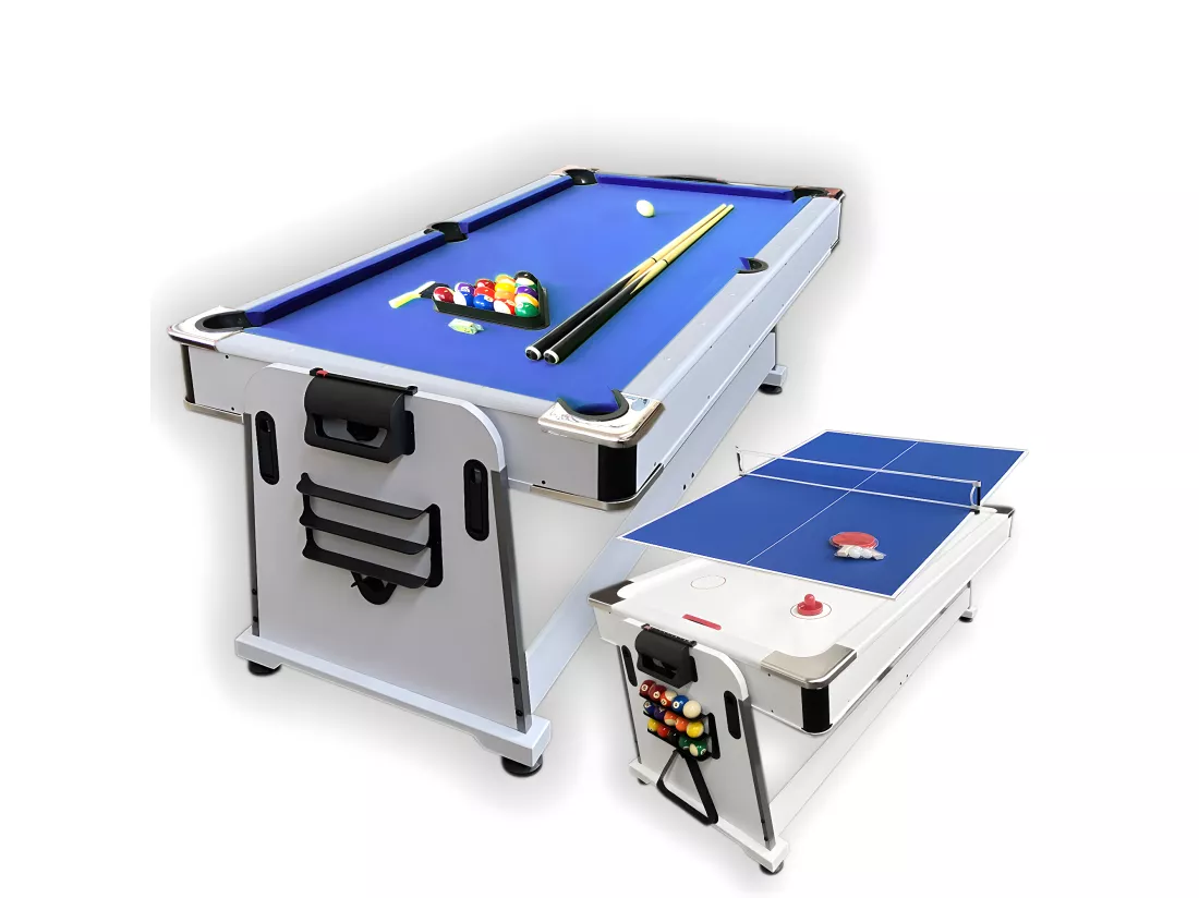 Table de Billard 7 pieds Multi-jeux bleu Air Hockey + Table de Tennis – Stark White