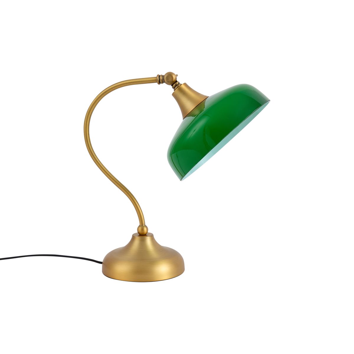 Klassieke tafellamp brons met groen opaal glas   - Clerk