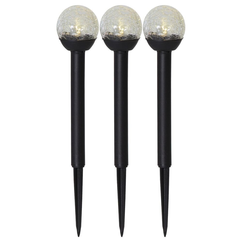 Roma LED-zonnelamp in zwart met helder glas, set van 3