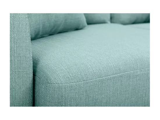 Canapé scandinave déhoussable 2 places en tissu vert lagon et bois clair OSLO