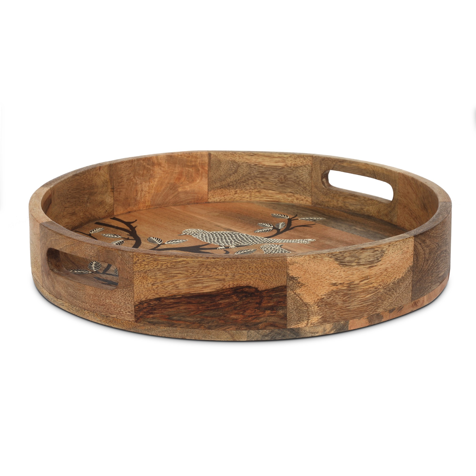 2er-Set Tablett 'Patul' aus Mangoholz, natur, schwarz-weiß zu 80,00