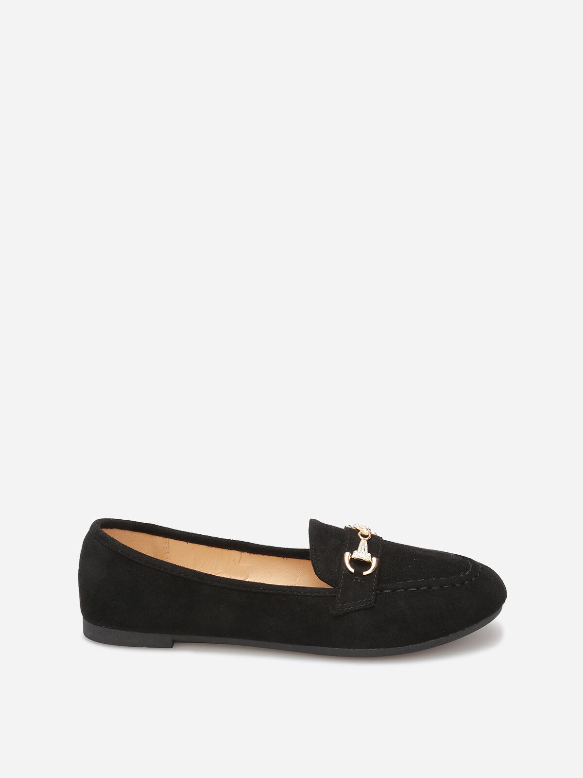 Mocassins à boucle en strass grandes tailles- Noir