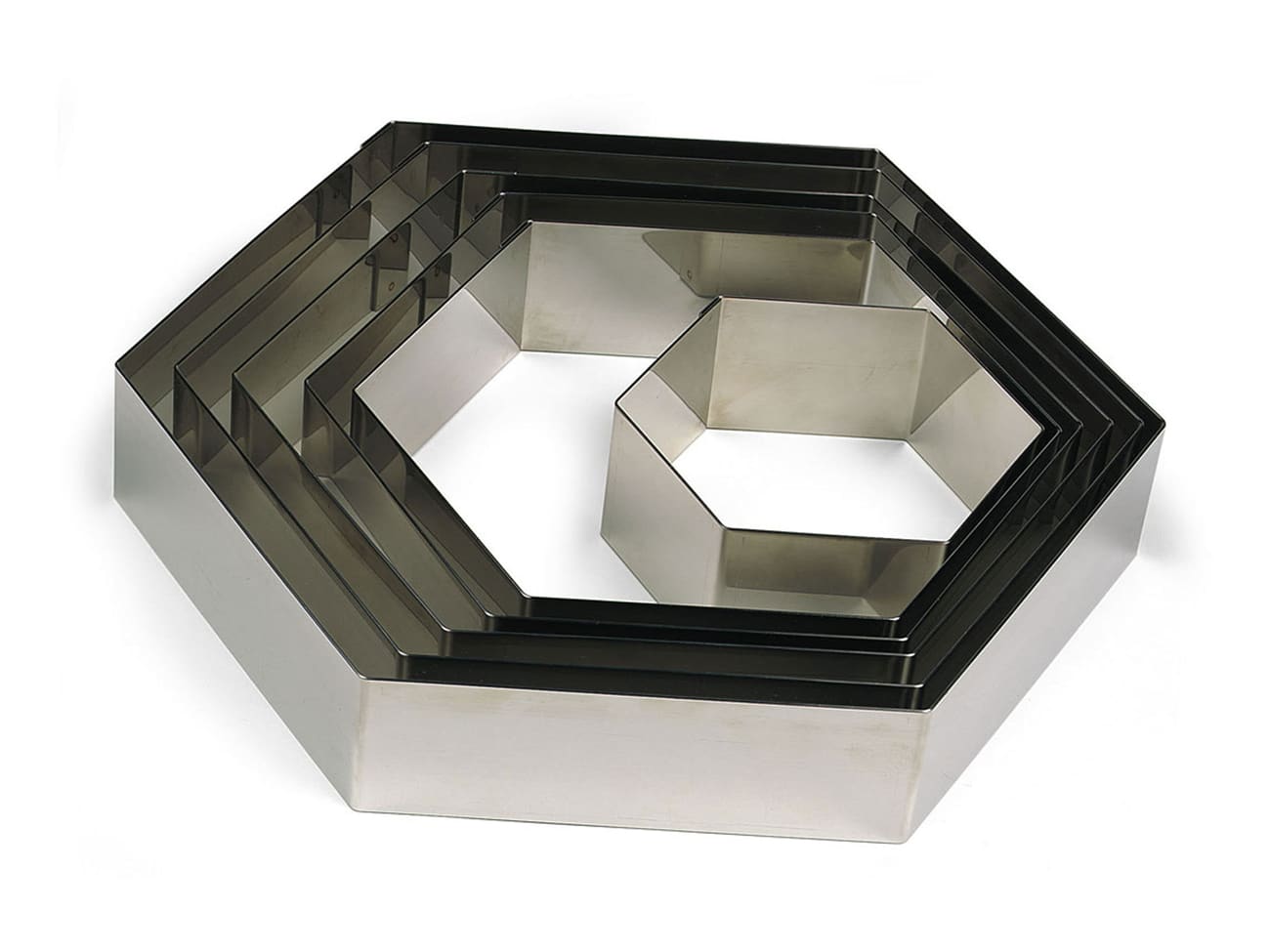 Hexagone inox - 26 x ht 4,5 cm - Mallard Ferrière