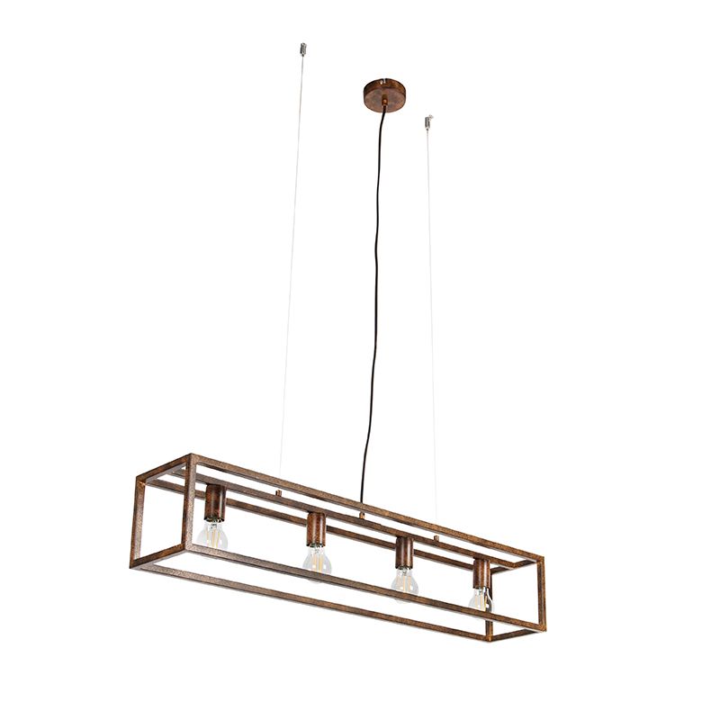 Industriële hanglamp roestbruin 4-lichts - Cage