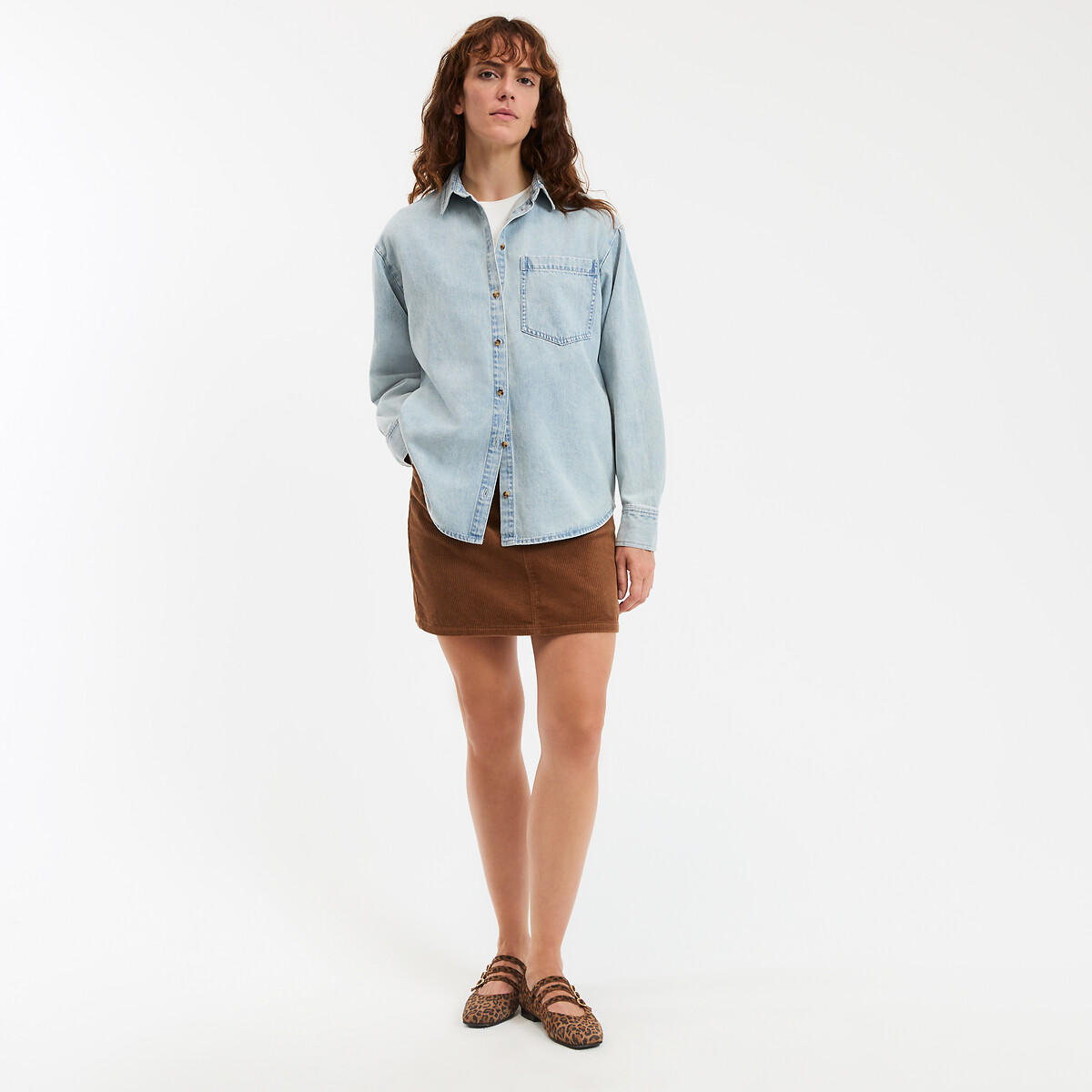 COLEÇÕES LA REDOUTE<br>Camisa jeans de puro algodão, Assinatura MARLÈNE