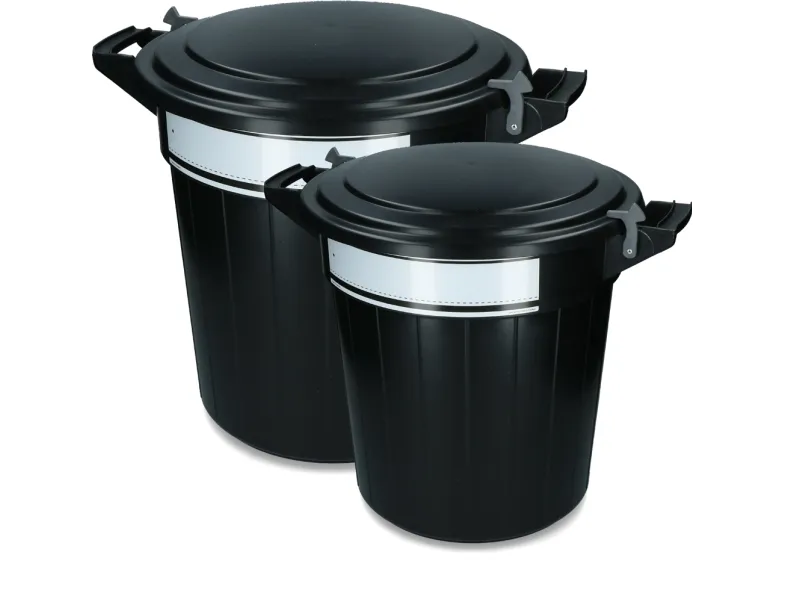 Storage bucket 80 l black, lid, lock and writing label 1 st