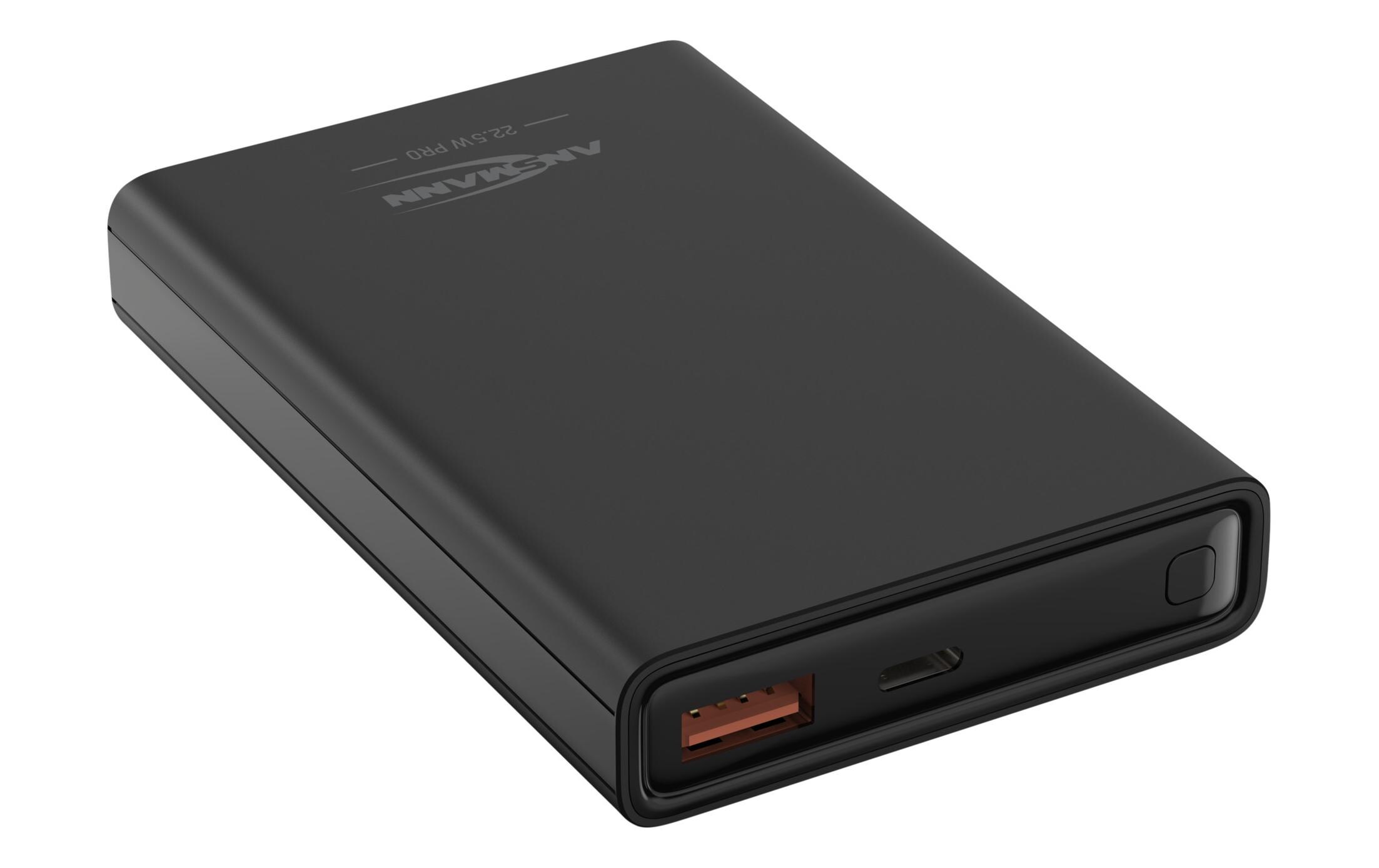 Powerbank PB222PD, 10000 mAh, SchwarzMobiler, schnellladefähiger Zusatzakku mit zwei USB-Ladebuchsen