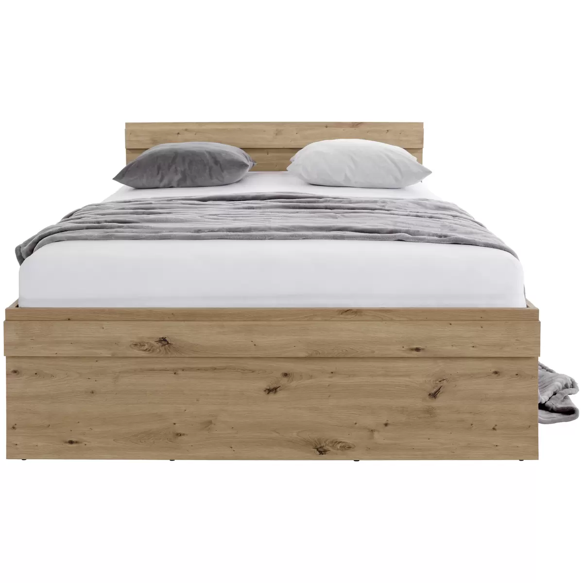 Bett Box 140 x 200 weiss,Eiche