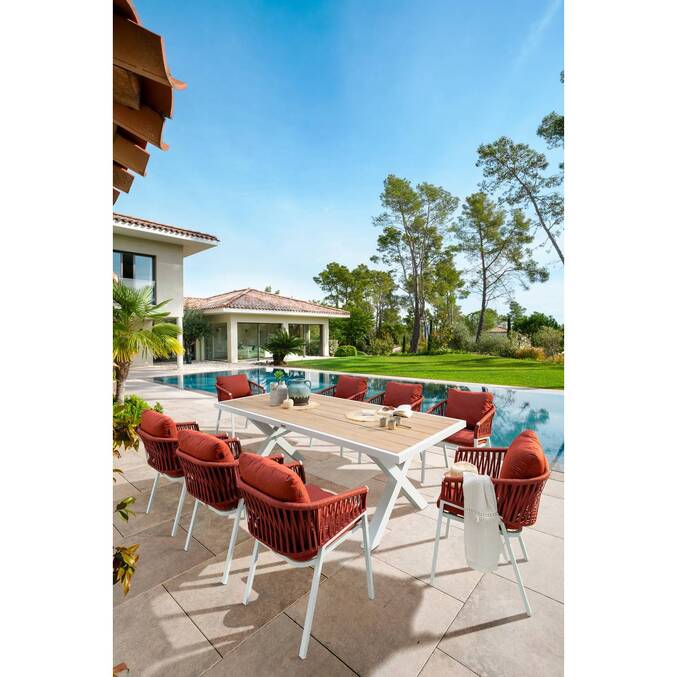 Lot de 2 fauteuils de jardin ORIENGO Brique & Blanc