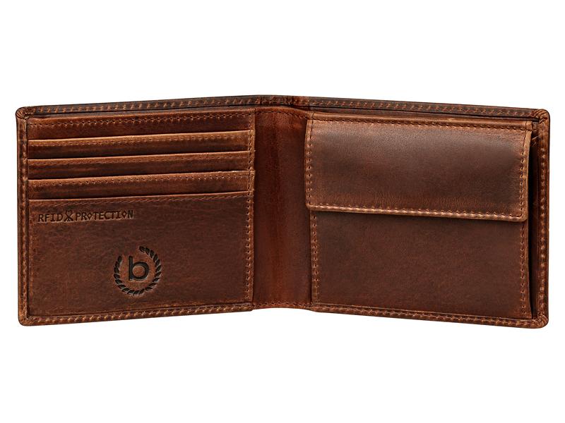 Bugatti Portemonnaie Romano RFID Scheintasche Braun Brieftasche im Vintage Stil – mit RFID-Schutz