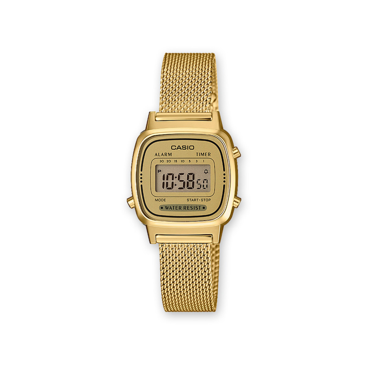 Montre Casio femme digitale métal doré milanais