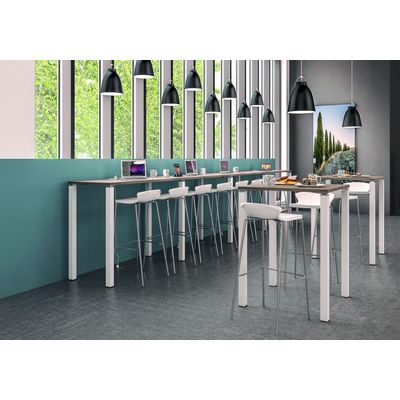 Table Lounge 4 pieds - L80xH105xP80 cm - Pied carbone - plateau imitation chêne clair