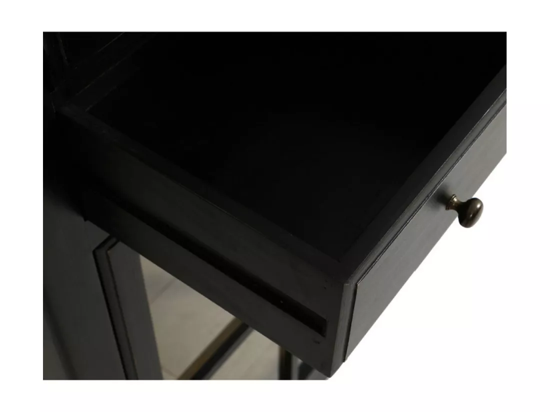 Bibus vitré Bois-MDF Noir - Manoir Interior's