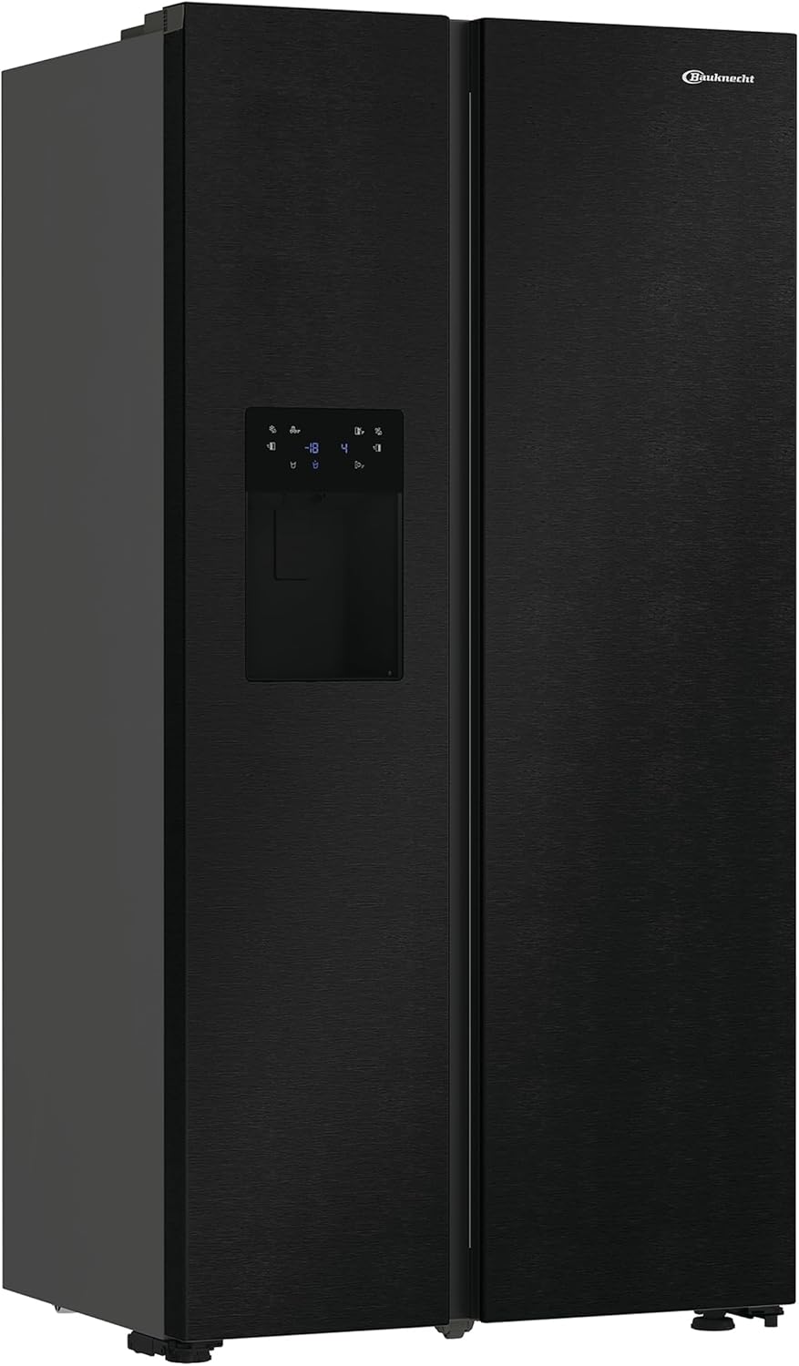 Bauknecht SBS IW E90 Black Side by Side Kühl-Gefrierkombination/ 25 Jahre nachgewiesene Zuverlassigkeit und Lebensdauer-Inverter Kompressor/Wasser- und Eiswürfelspender/Dual Cool Total NoFrost