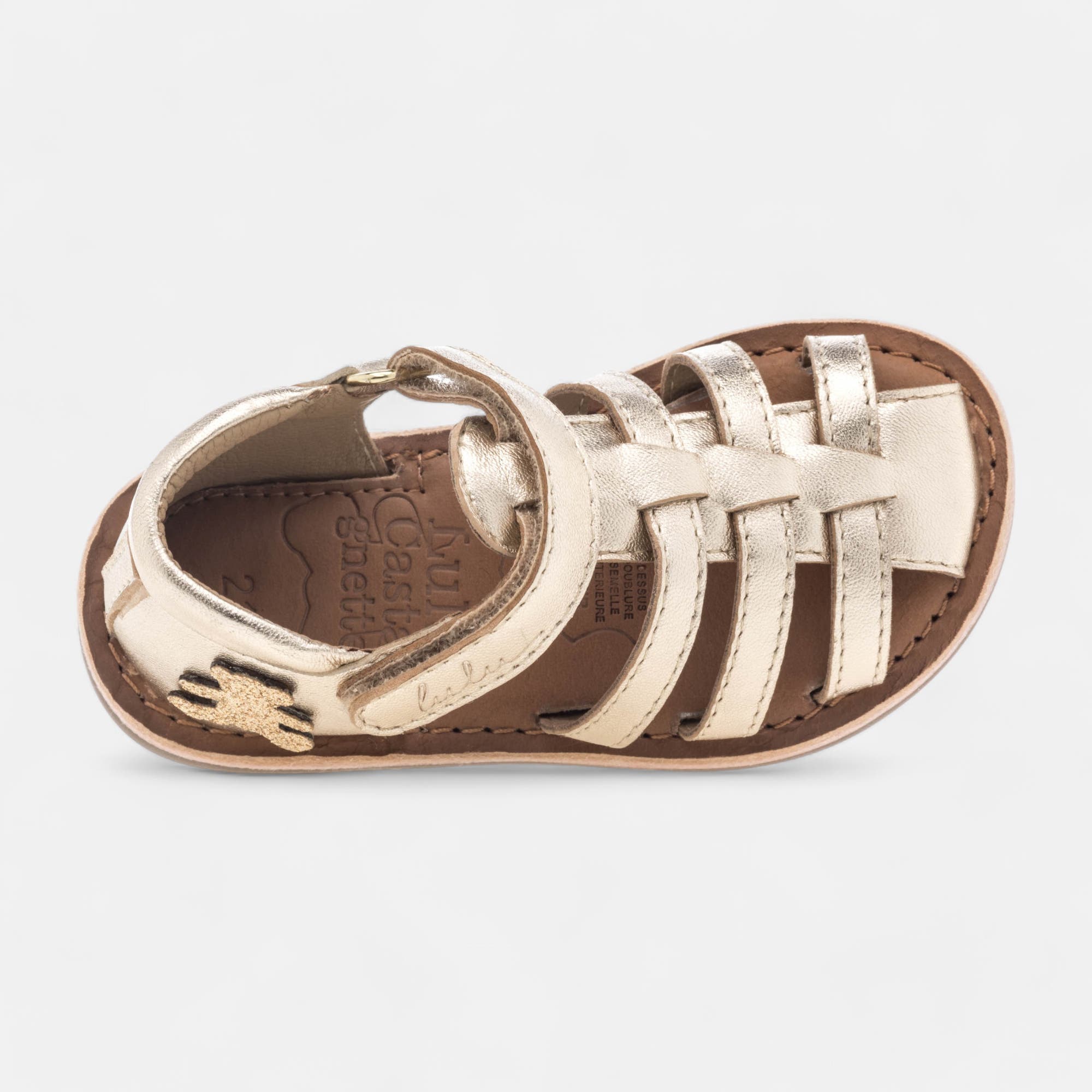 Nu-pieds Bébé fille en cuir or