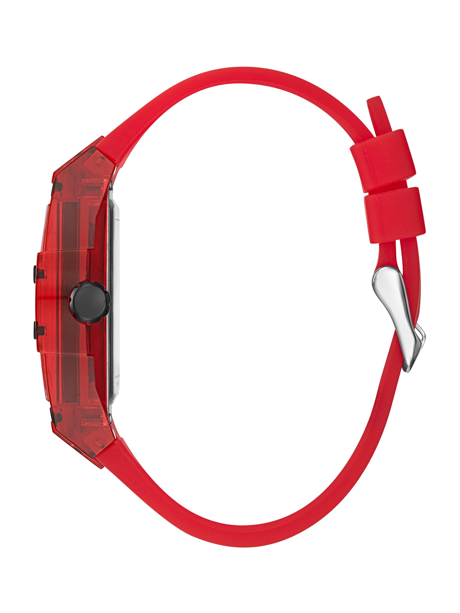 Relógio multifuncional de plástico vermelho e silicone