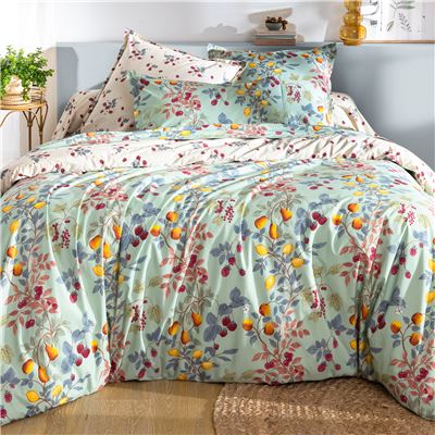 Linge de lit percale motif fruits