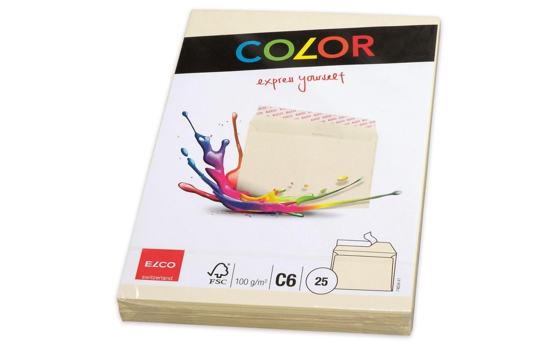 Couvert Color C6, Keine Fenster, 25 Stück, ChamoisFarbige Briefumschläge von Elco