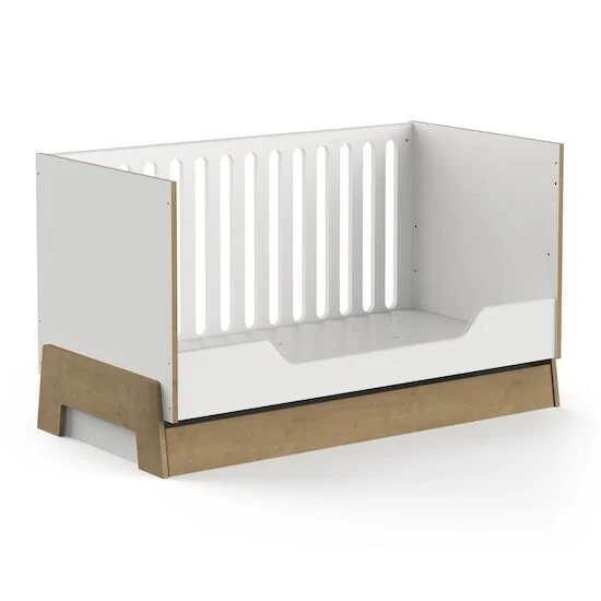 Albizia Lit bébé évolutif kit inclus   Blanc / chêne        70 x 140 cm   de               CBA Meubles