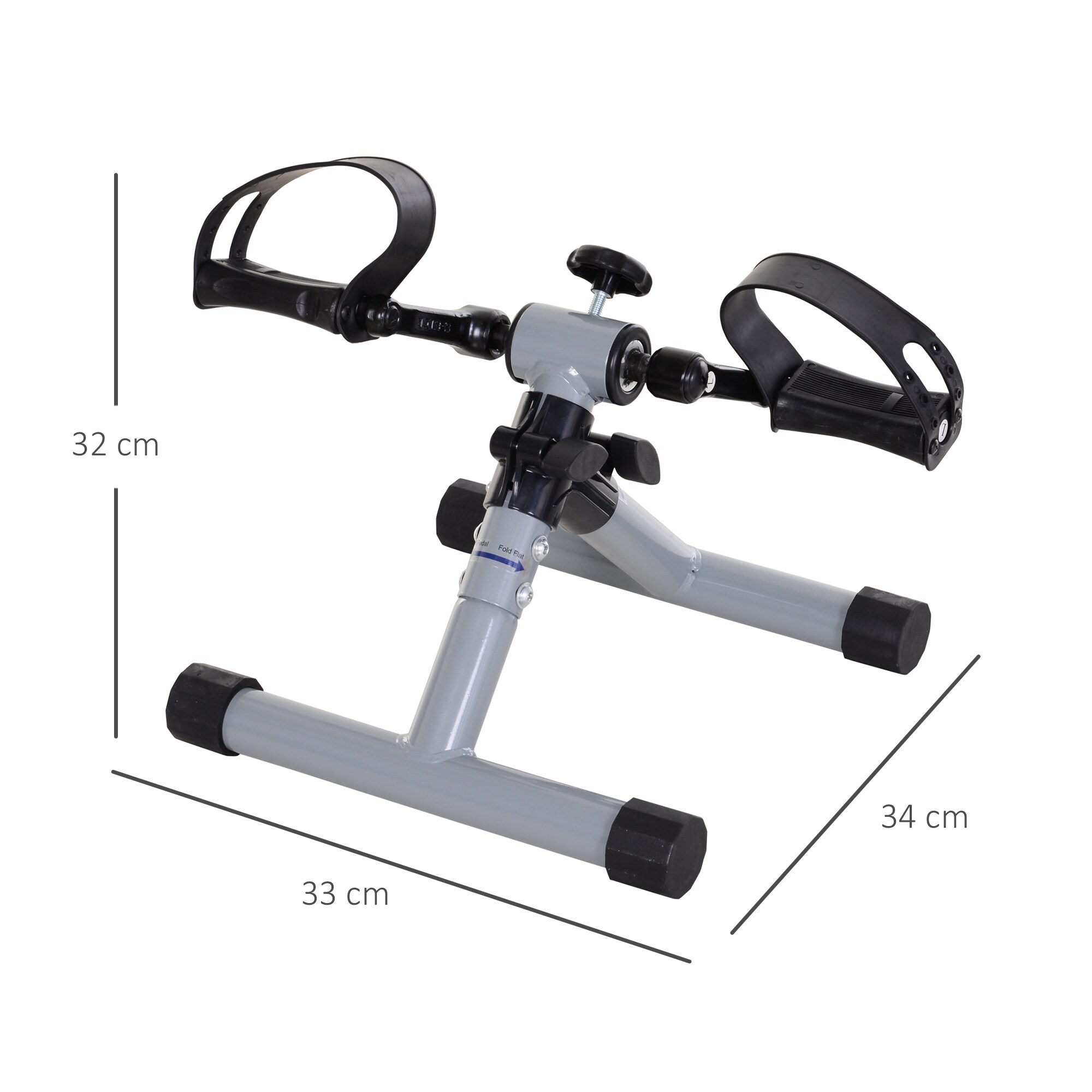 HOMCOM Mini-Heimtrainer faltbar und stufenloser Widerstand silbergrau 33 x 34 x 32 cm (BxTxH)