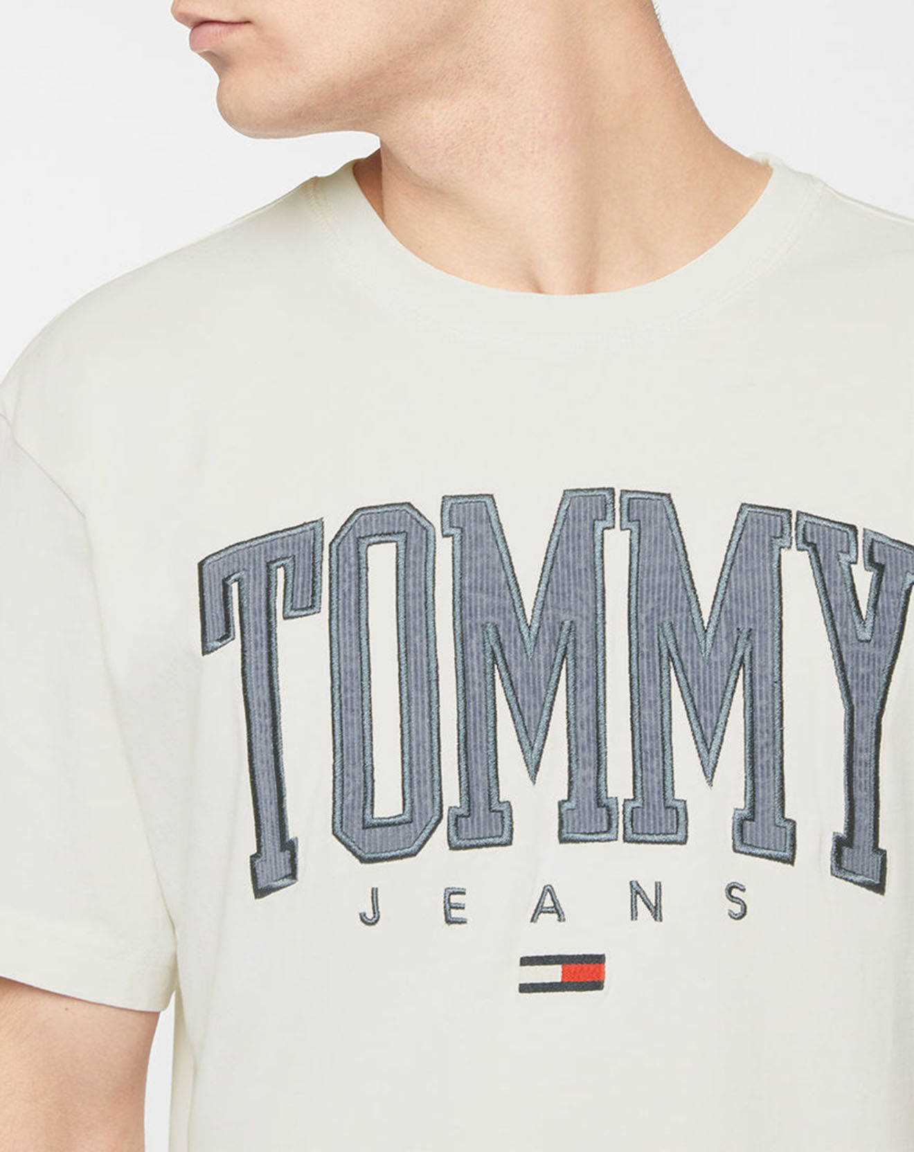 Tommy Jeans T-Shirt 100% Coton Bio Abo Tjm Collegiate écru