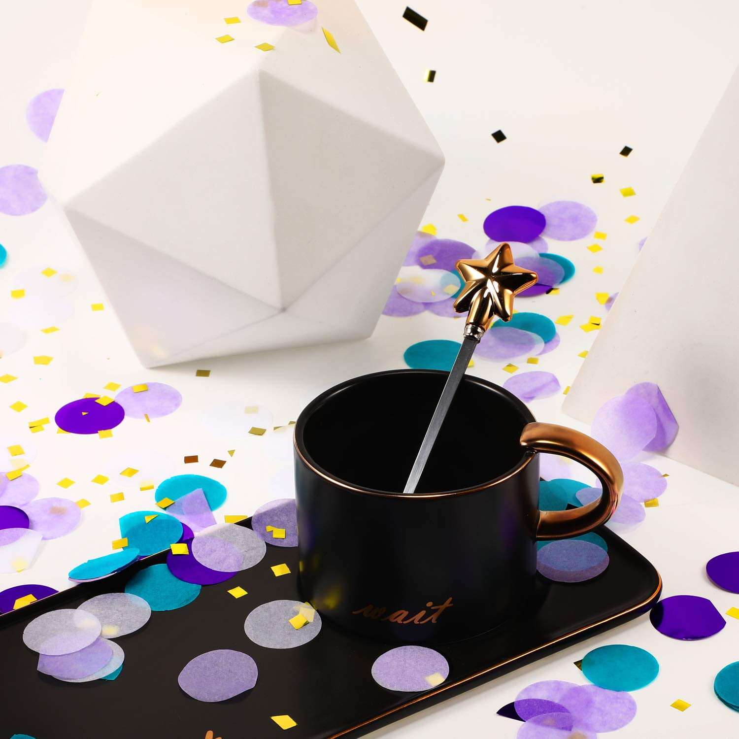 (50g) Seidenpapier Konfetti Party Dekoration Streukonfetti Metallic Tischdeko - Violett / Türkis / Weiss