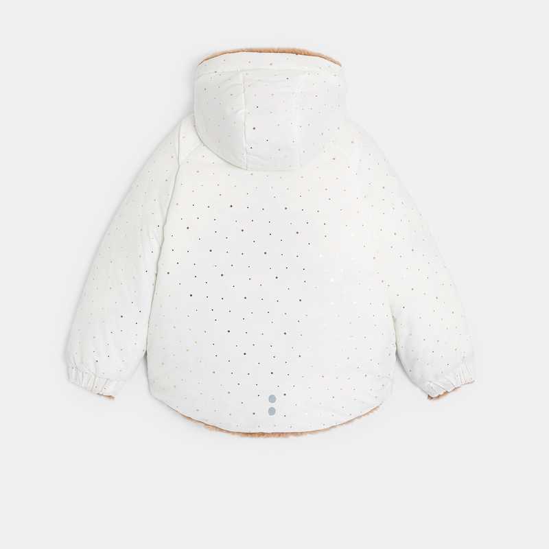 Blouson réversible fausse fourrure blanc étoilé Fille