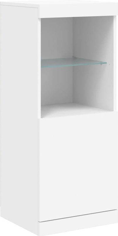 vidaXL - Dressoir - Wit - Bewerkt Hout - Met LED-Verlichting