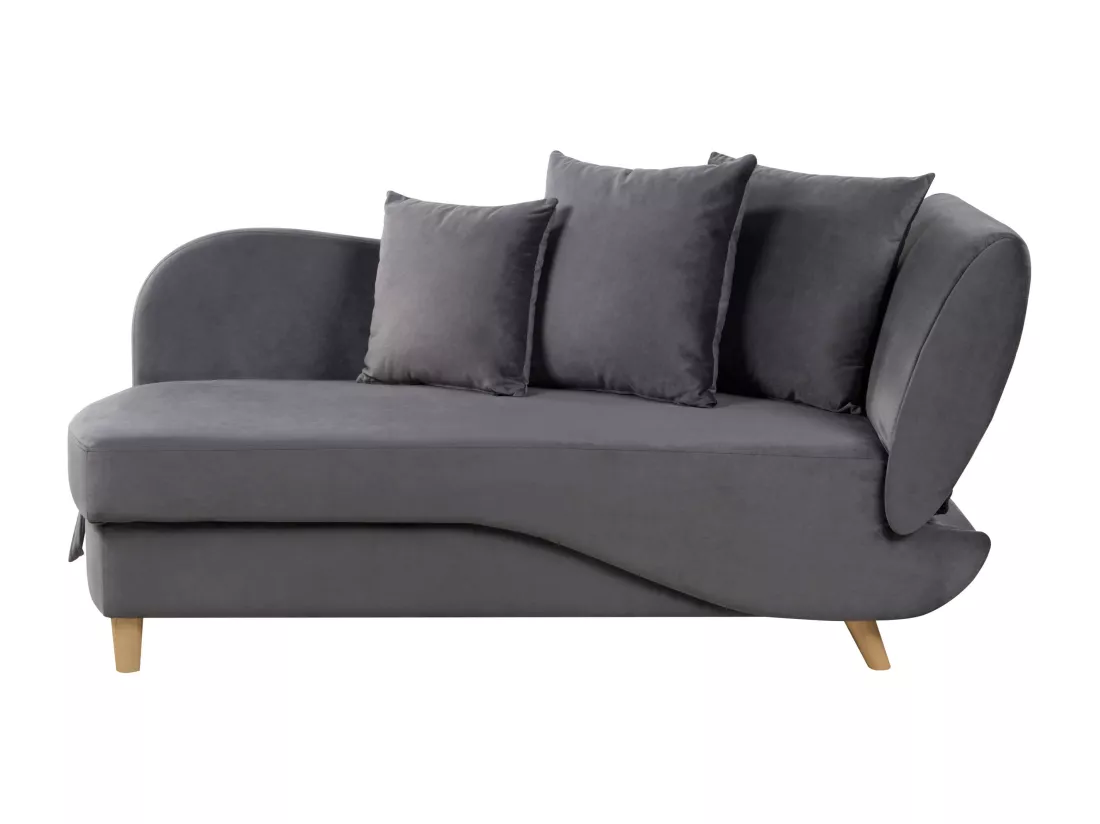 Chaise longue côté droit en velours gris foncé MERI II