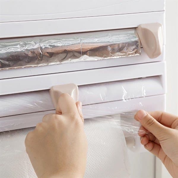 Vægholder til plastfolie/aluminiumsfolie og køkkenpapir