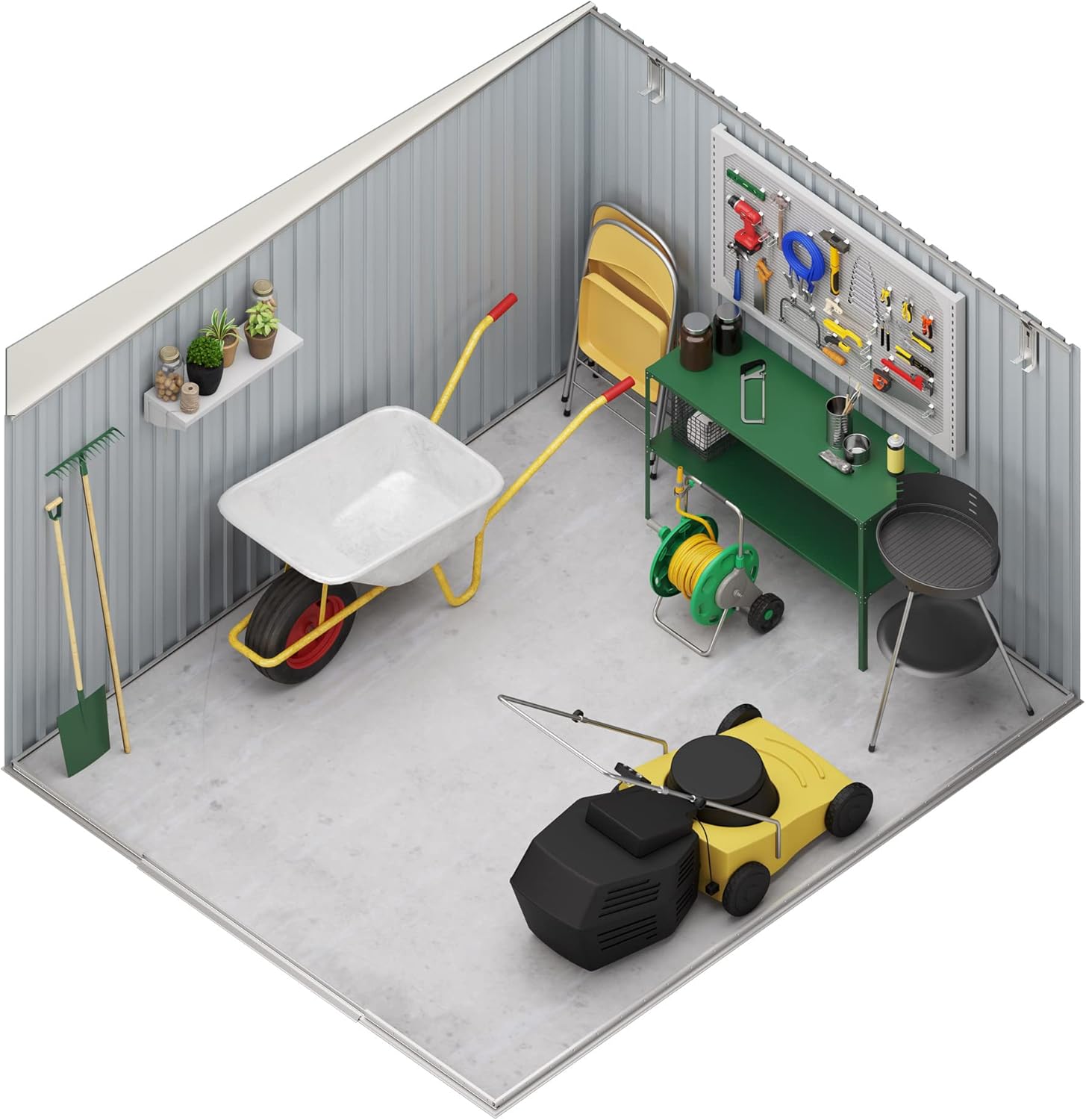 Wasabi - Gartenhaus Metall 6,6m2 Stark – 238 x 279 x 203cm - Oberlicht - Doppelte Schiebetür – Anthrazitgrau – Geräteschuppen XXL – Gerätehaus Outdoor Wetterfest
