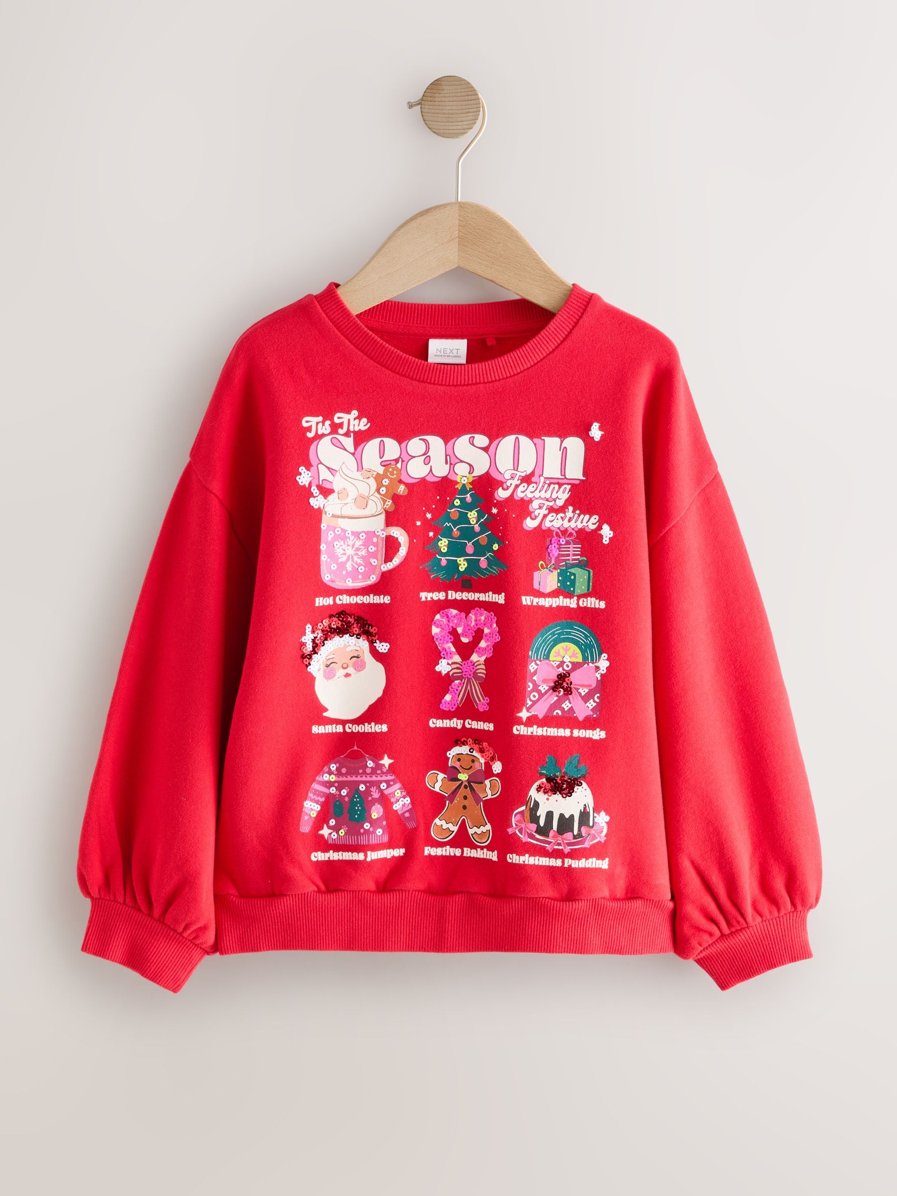 Rood Tis the Season feestelijke iconen - Kersttrui-sweatshirt (3-16jr)