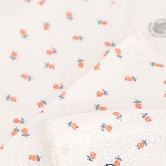 Bodyjama fleurs en tubique   Blanc marshmallow/blanc multico        de               Petit Bateau