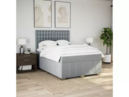 Sommier à lattes de lit avec matelas Gris clair 160x200cm Tissu