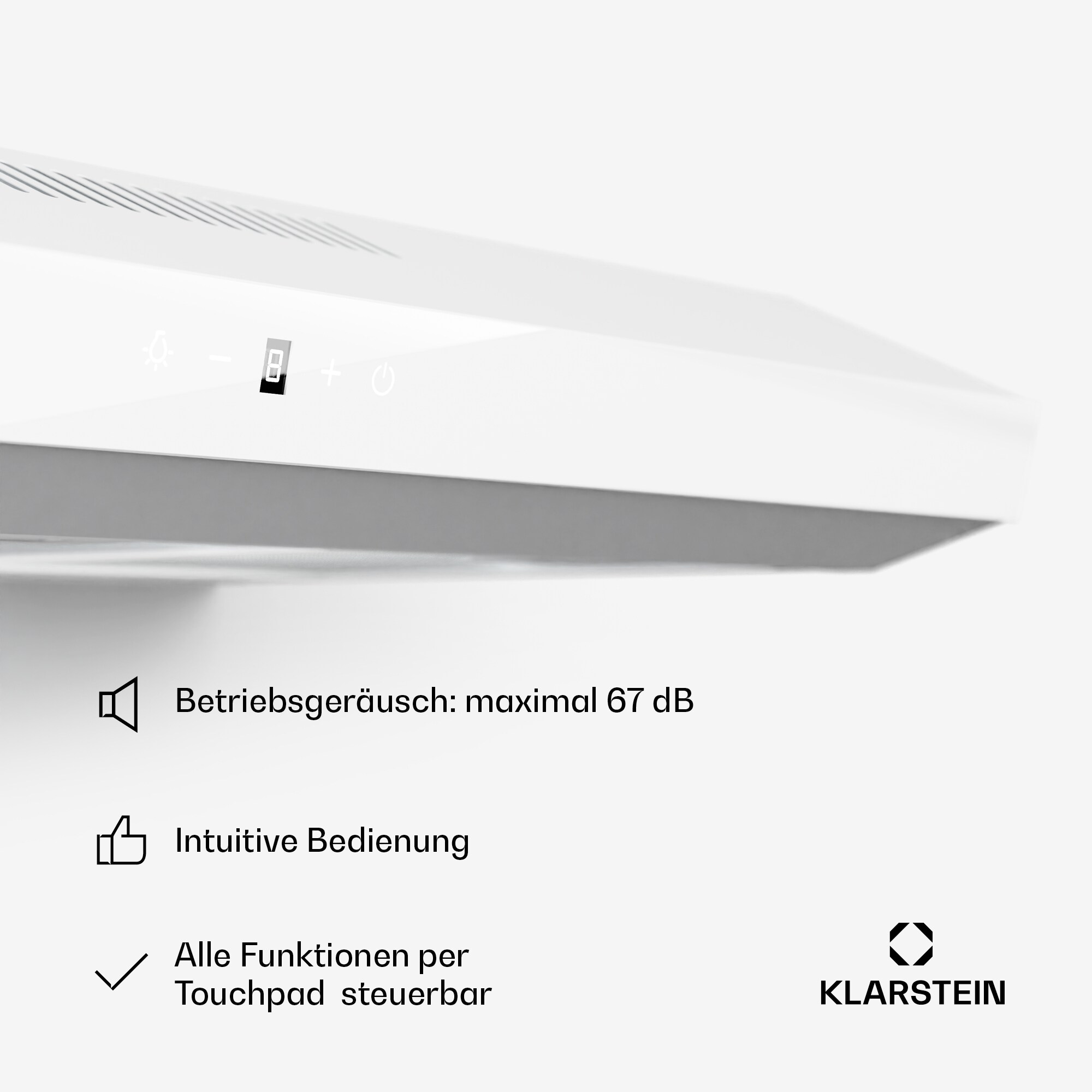 Contempo Neo Unterbauhaube Abluft/Umluft 175 m³/h Abluftleistung SenseControl integrierte Touch-Steuerung Edelstahl / Acrylglasfront