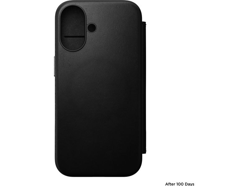 Nomad Book Cover Modern Leather iPhone 16 Schwarz Modernes Leder Folio für das Apple iPhone 16