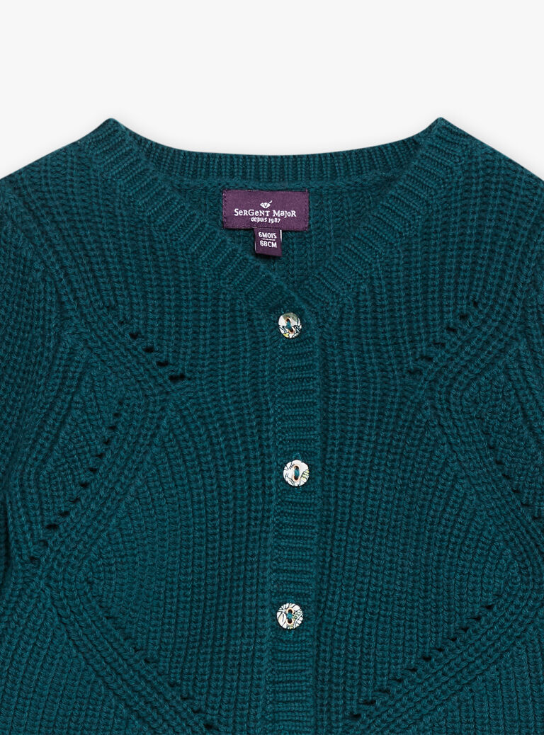 Cardigan vert émeraude en tricot fantaisie