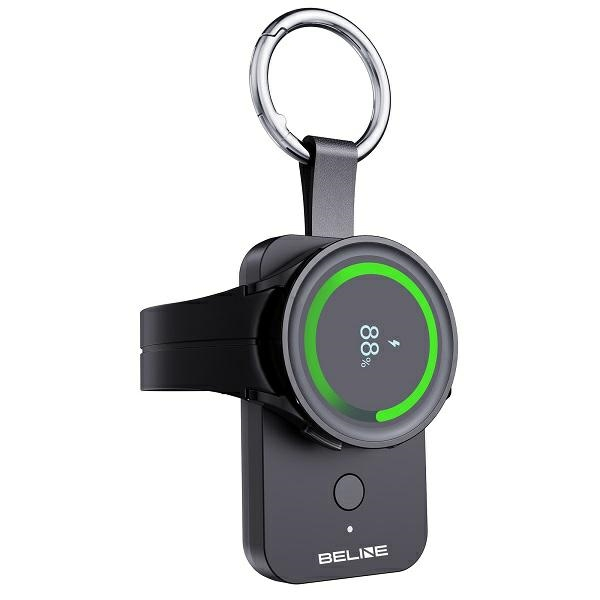 (5V/0.5A) 1000mAh Powerbank Ladegerät mit Schlüsselanhänger für Samsung Galaxy Watch - Schwarz