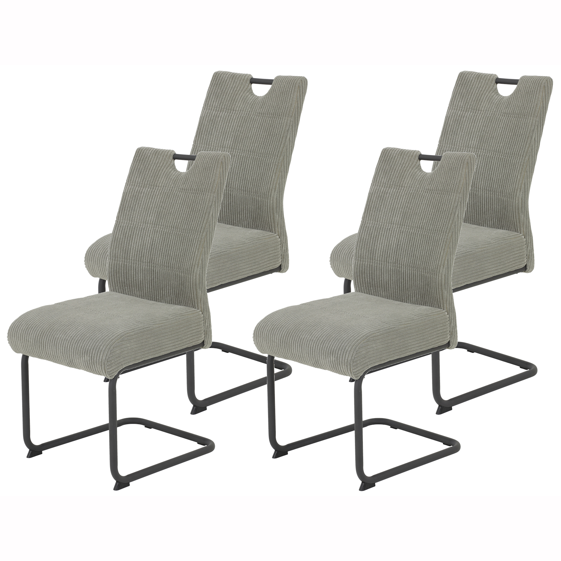 4er-Set Schwingstühle - grau-anthrazit - Cord