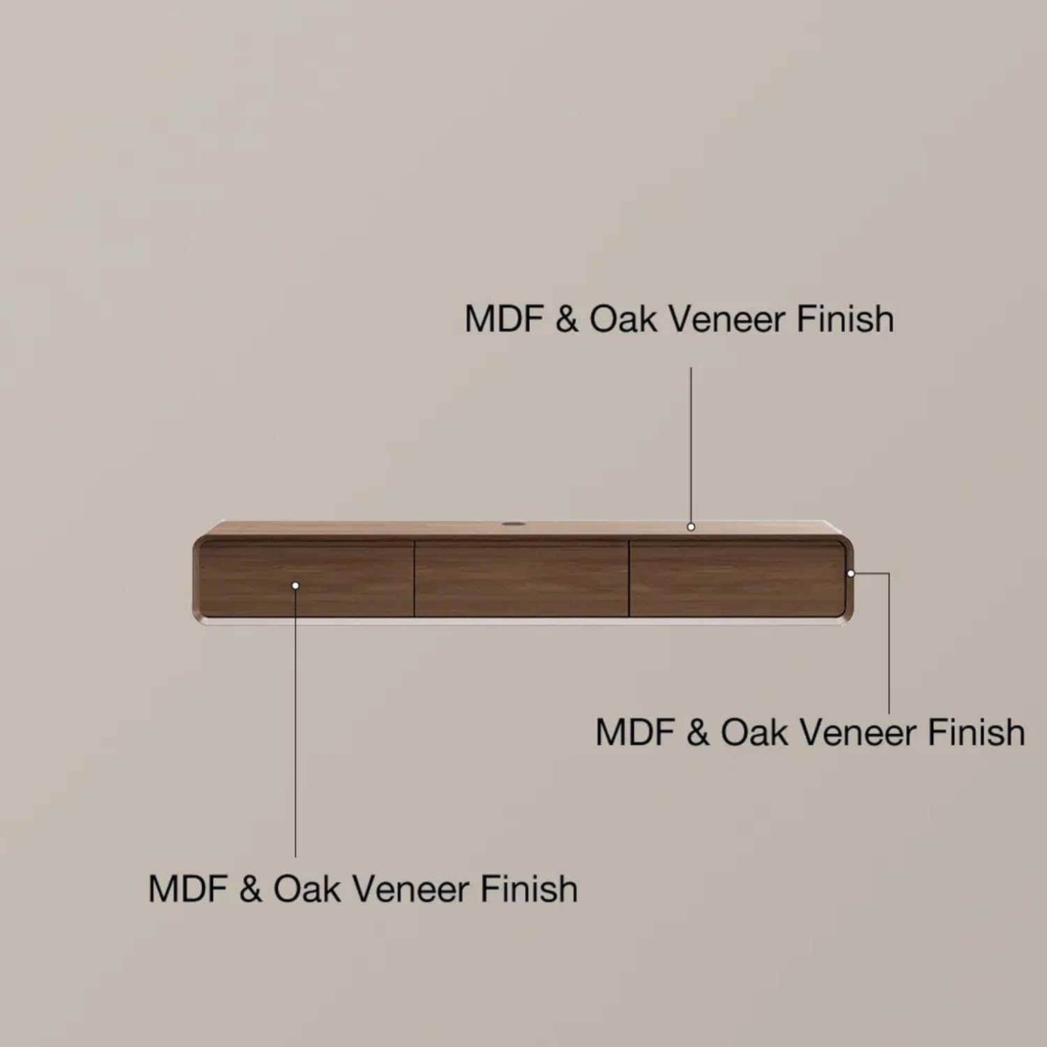 POVISON Schwebender TV-Schrank 200 cm, Moderne Walnussholz aus Massivholz mit 3 Schubladen und Lichtleiste, TV-Low-Panel-Aufhängung, Kabelmanagement, hochwertig mit Stauraum für Wohnzimmer