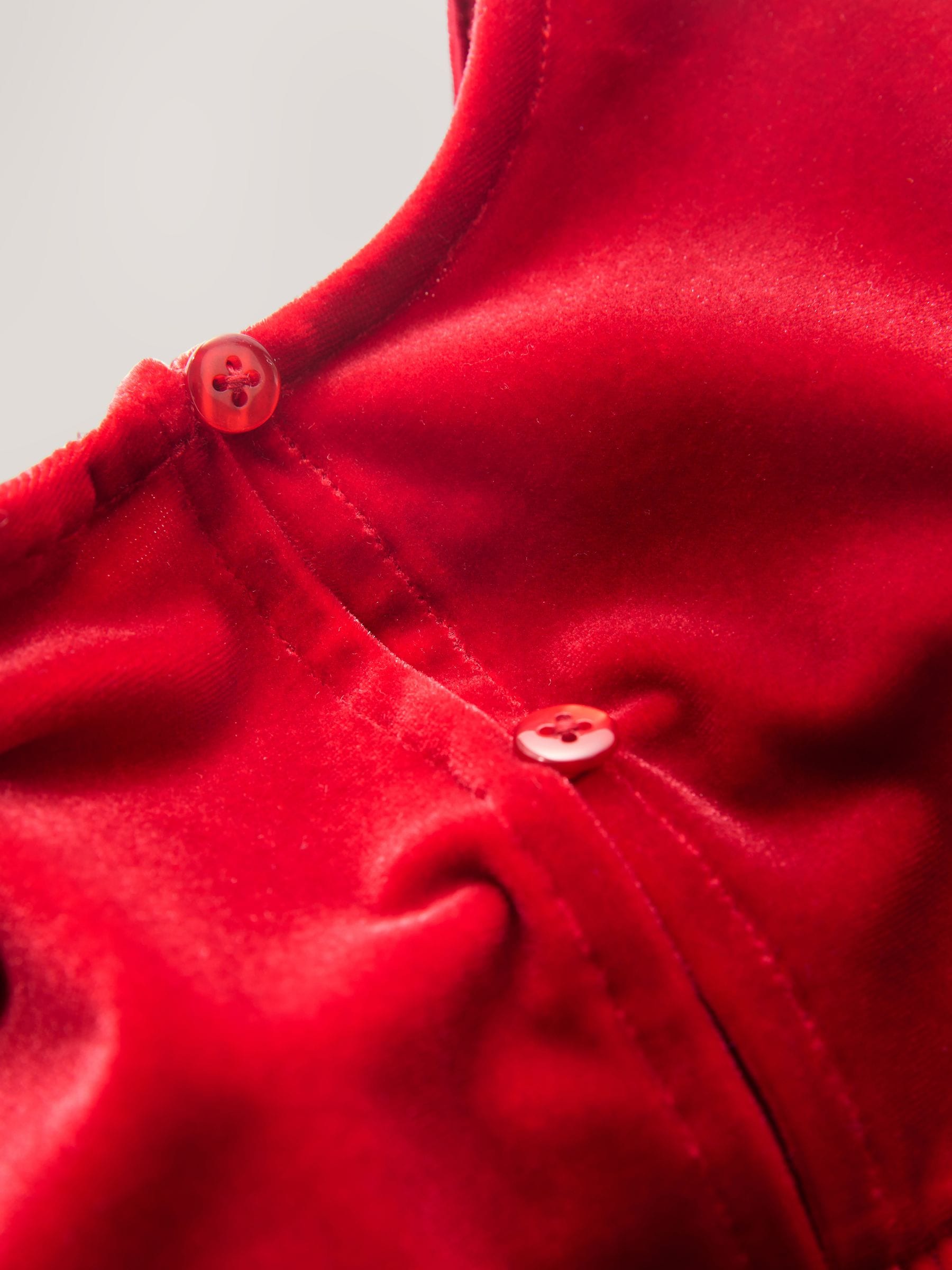 Rood - Fluwelen feestjurk met ruches (3mnd -8jr)