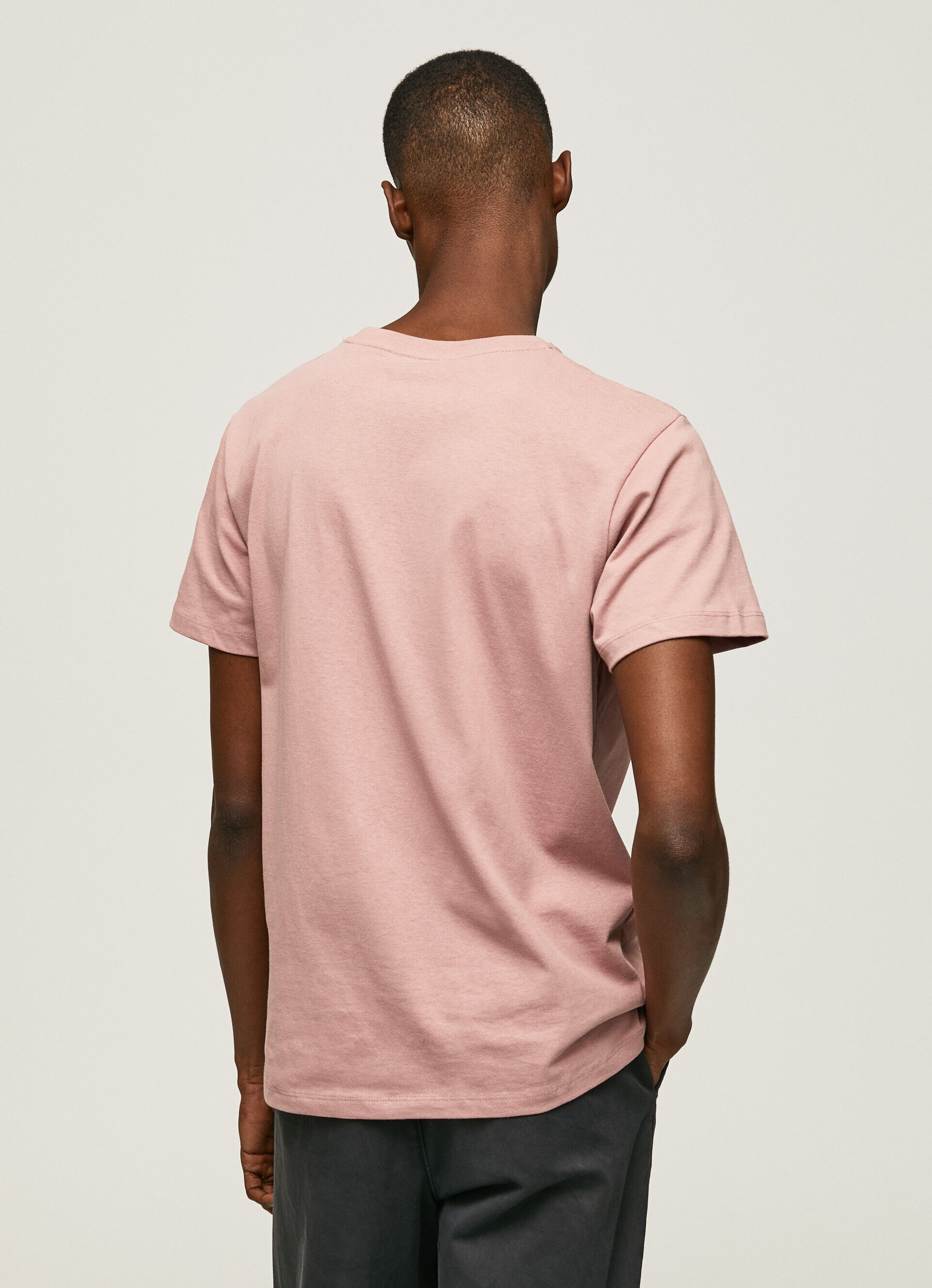 Camiseta de algodão com logo bordado - rosa claro